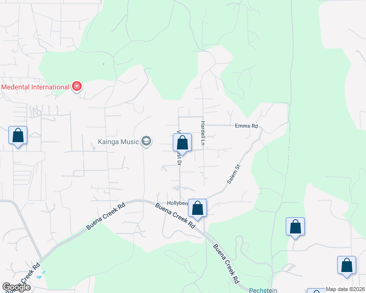 map of restaurants, bars, coffee shops, grocery stores, and more near 911 Valley Crest Drive in Vista