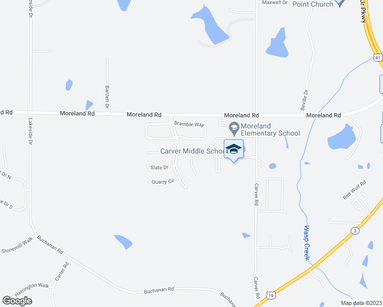 map of restaurants, bars, coffee shops, grocery stores, and more near 109 Marble Court in Griffin