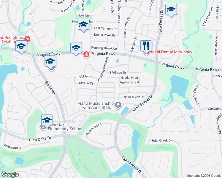map of restaurants, bars, coffee shops, grocery stores, and more near 5205 Stoney Trail in McKinney
