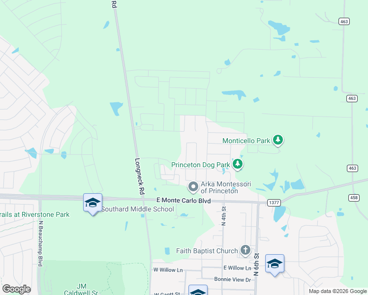 map of restaurants, bars, coffee shops, grocery stores, and more near 1891 Longneck Road in Princeton
