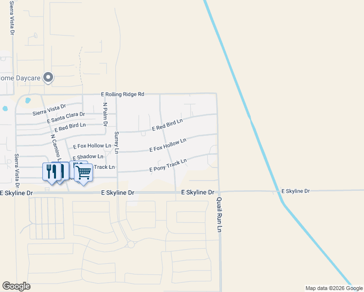 map of restaurants, bars, coffee shops, grocery stores, and more near 6400 East Fox Hollow Lane in Queen Creek
