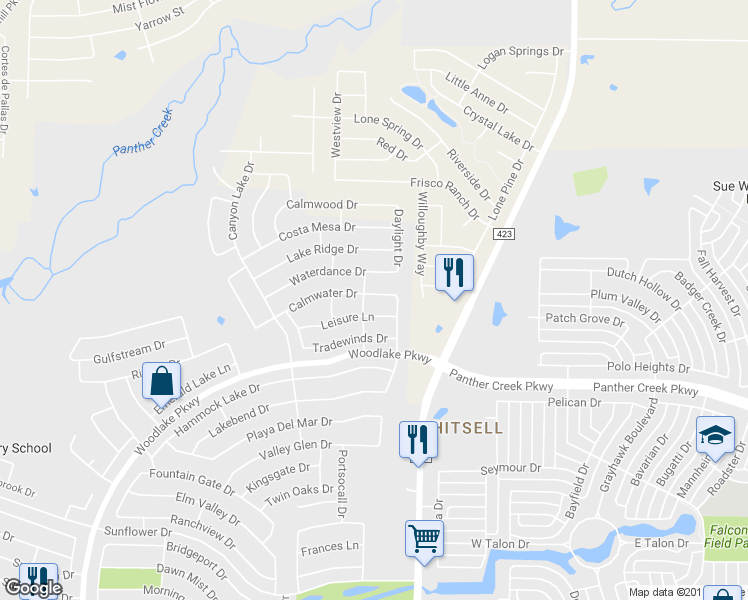 map of restaurants, bars, coffee shops, grocery stores, and more near 2704 Calmwater Drive in Little Elm