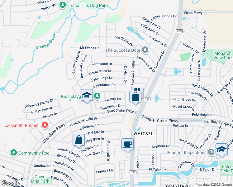 map of restaurants, bars, coffee shops, grocery stores, and more near 2700 Calmwater Drive in Little Elm