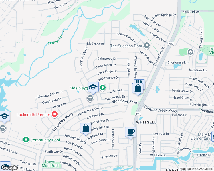 map of restaurants, bars, coffee shops, grocery stores, and more near 2656 Calmwater Drive in Little Elm