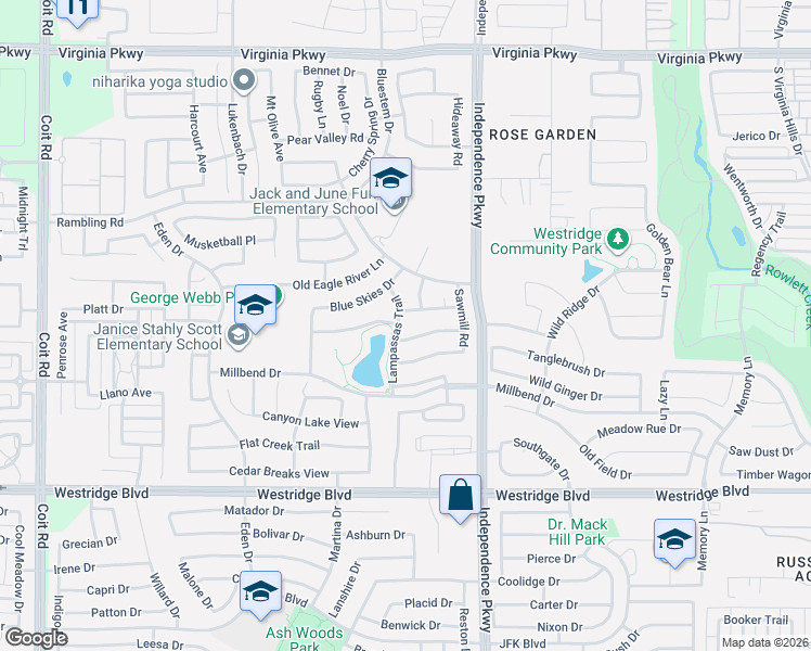 map of restaurants, bars, coffee shops, grocery stores, and more near 10125 Petrified Tree Lane in McKinney