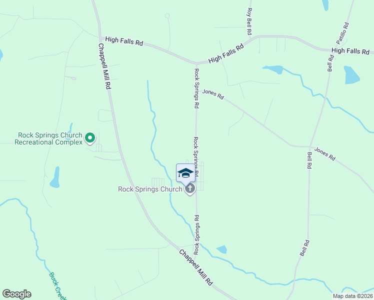map of restaurants, bars, coffee shops, grocery stores, and more near 189 Rock Springs Road in Milner