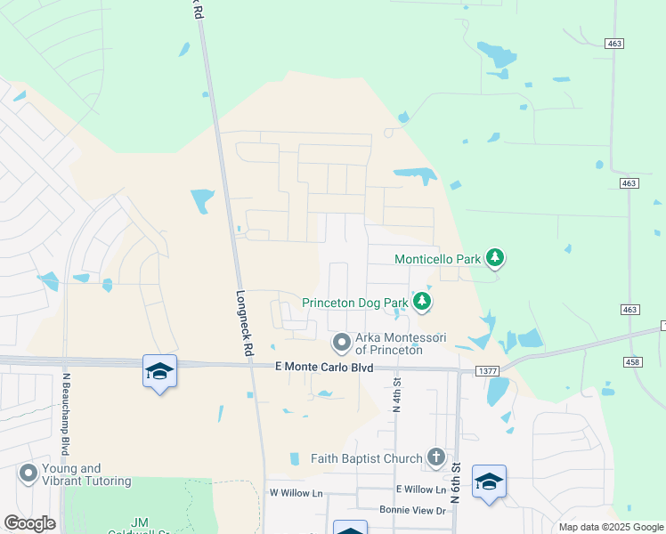 map of restaurants, bars, coffee shops, grocery stores, and more near 1891 Longneck Road in Princeton