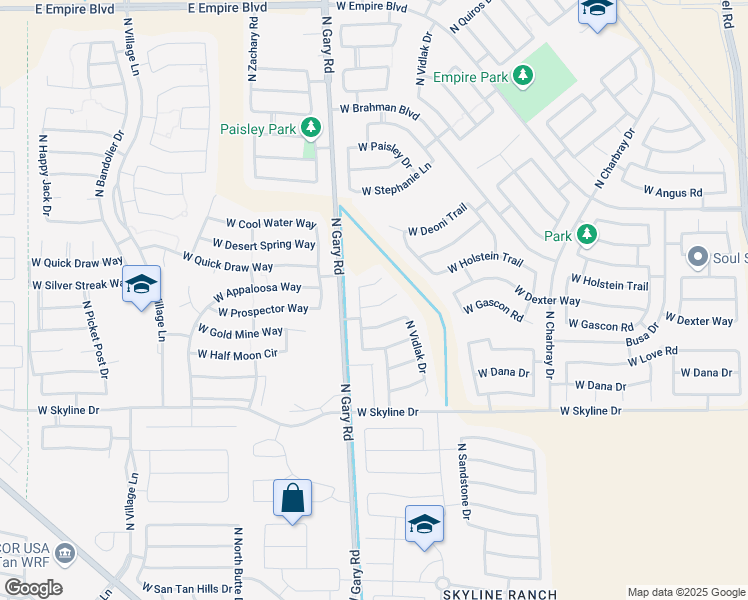 map of restaurants, bars, coffee shops, grocery stores, and more near 1339 West Holstein Trail in Queen Creek