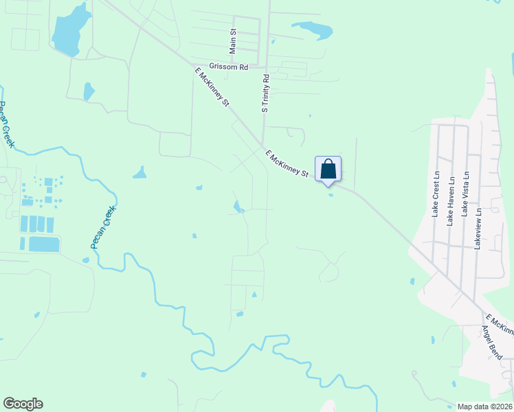 map of restaurants, bars, coffee shops, grocery stores, and more near 7801-7921 East McKinney Street in Denton