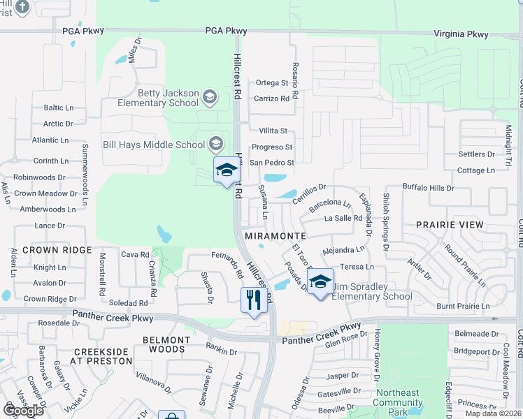 map of restaurants, bars, coffee shops, grocery stores, and more near 11145 Cerrillos Drive in Frisco