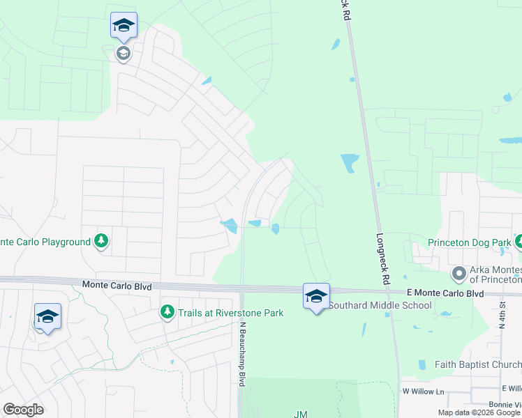 map of restaurants, bars, coffee shops, grocery stores, and more near 1002 Monte Carlo Boulevard in Princeton