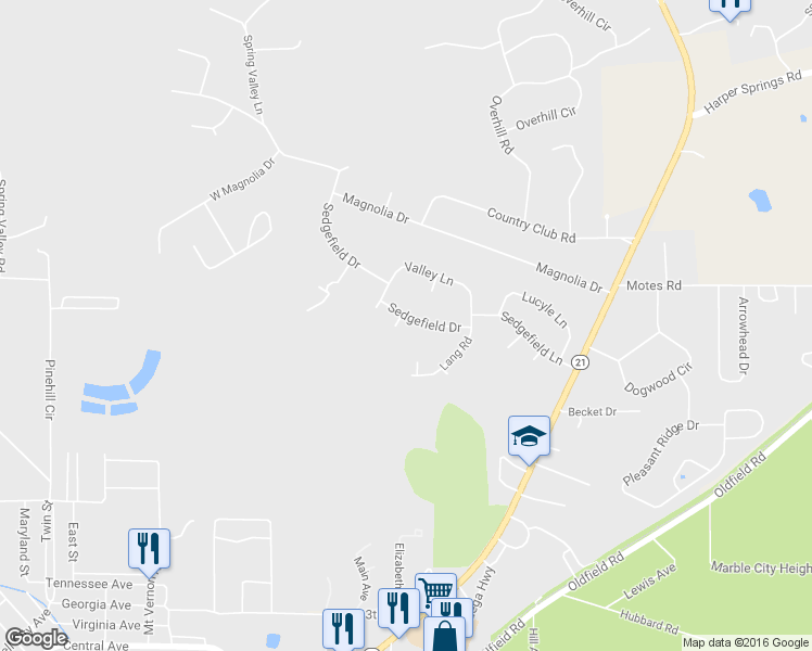 map of restaurants, bars, coffee shops, grocery stores, and more near 913 Ginny Lynn Court in Sylacauga