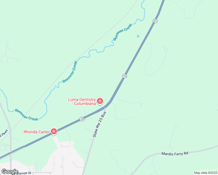 map of restaurants, bars, coffee shops, grocery stores, and more near 22969 Alabama 25 in Columbiana