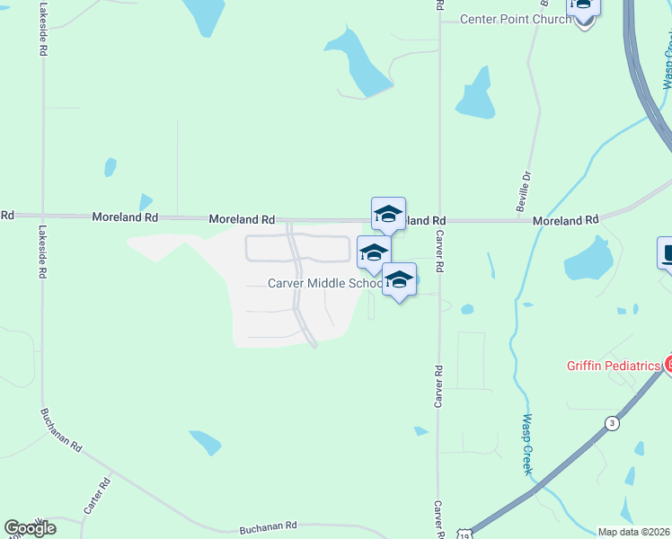 map of restaurants, bars, coffee shops, grocery stores, and more near 133 Bramble Way in Griffin