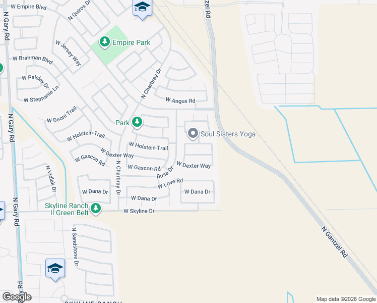 map of restaurants, bars, coffee shops, grocery stores, and more near 146 West Holstein Trail in San Tan Valley