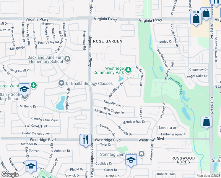 map of restaurants, bars, coffee shops, grocery stores, and more near 9901 Summer Sweet Drive in McKinney