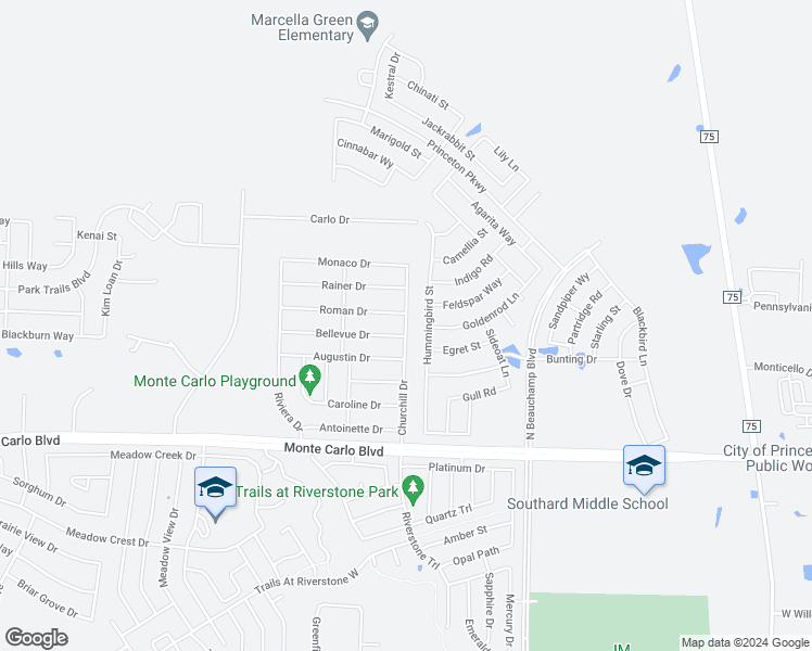 map of restaurants, bars, coffee shops, grocery stores, and more near 1056 Churchill Drive in Princeton