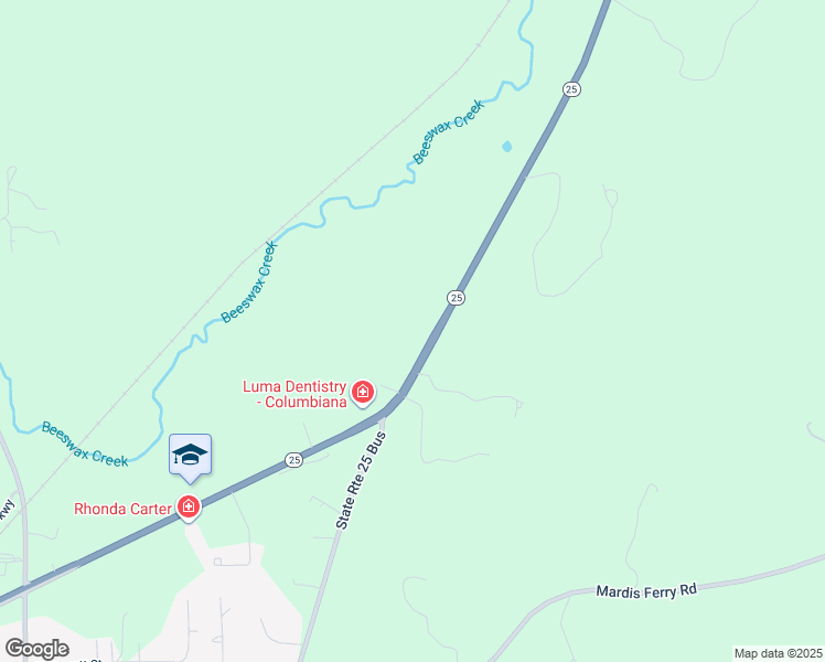 map of restaurants, bars, coffee shops, grocery stores, and more near 22969 Alabama 25 in Columbiana