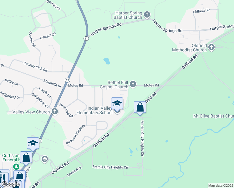 map of restaurants, bars, coffee shops, grocery stores, and more near 2233 Moates Road in Sylacauga