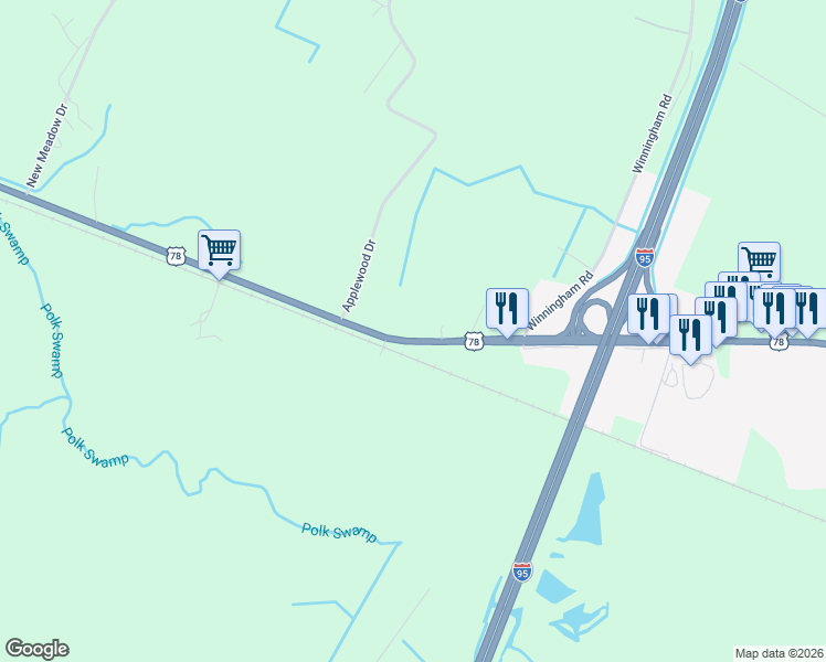 map of restaurants, bars, coffee shops, grocery stores, and more near 6204 Badham Drive in Reevesville