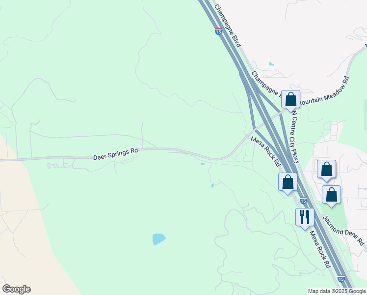 map of restaurants, bars, coffee shops, grocery stores, and more near 1088 Deer Springs Road in San Marcos