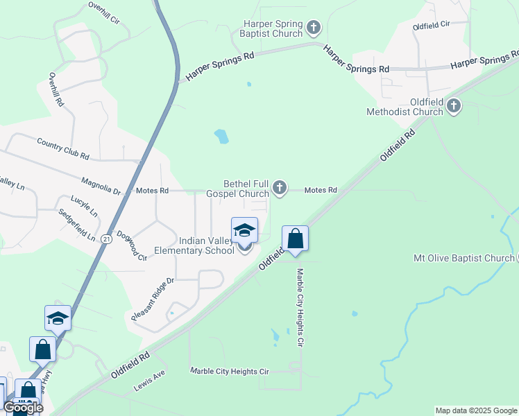 map of restaurants, bars, coffee shops, grocery stores, and more near 2301 Motes Road in Sylacauga