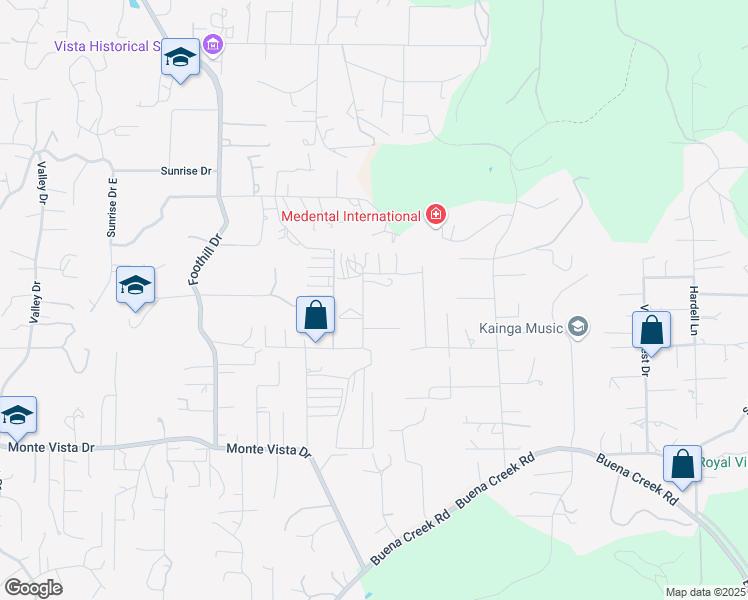 map of restaurants, bars, coffee shops, grocery stores, and more near 933 La Rueda Drive in Vista