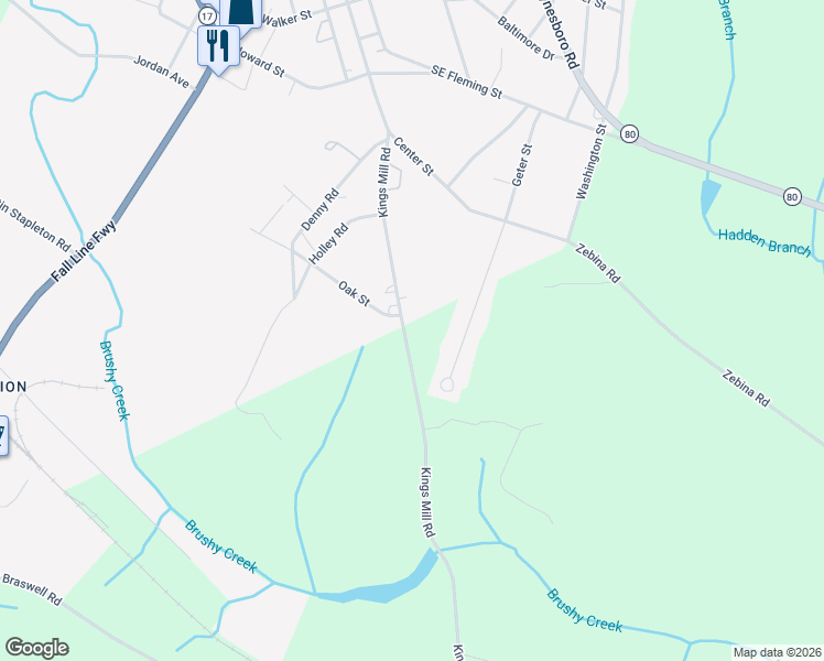 map of restaurants, bars, coffee shops, grocery stores, and more near 309 Kings Mill Road in Wrens