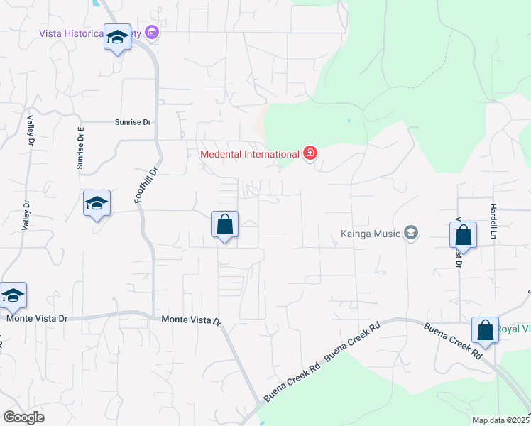map of restaurants, bars, coffee shops, grocery stores, and more near 933 La Rueda Drive in Vista