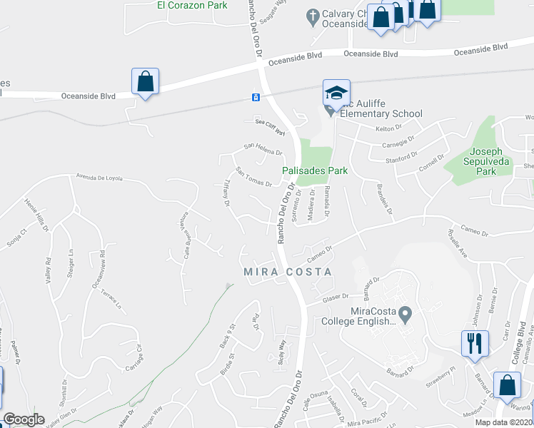 map of restaurants, bars, coffee shops, grocery stores, and more near 2091 Wedgewood Drive in Oceanside