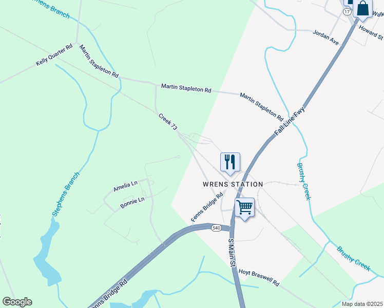 map of restaurants, bars, coffee shops, grocery stores, and more near 1015 Will Avery Road in Wrens
