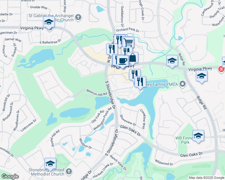 map of restaurants, bars, coffee shops, grocery stores, and more near 6910 Mediterranean Drive in McKinney