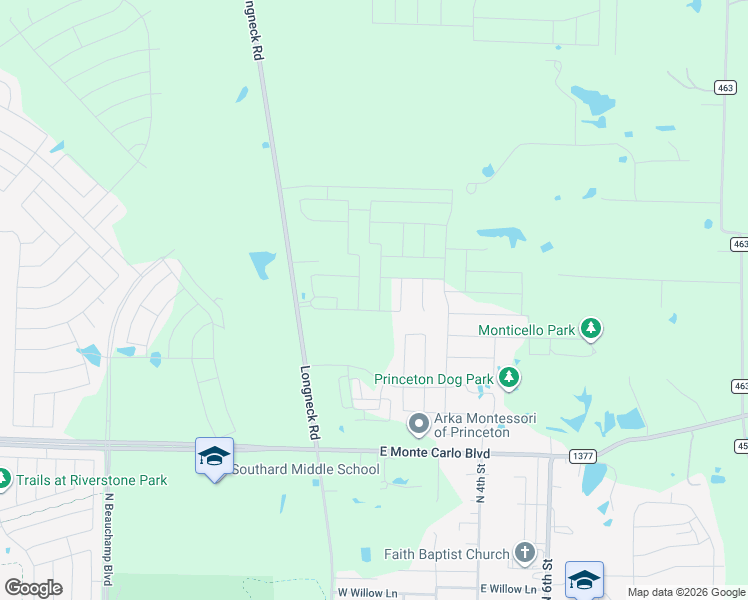map of restaurants, bars, coffee shops, grocery stores, and more near 2012 Farm to Market Road 75 in Princeton