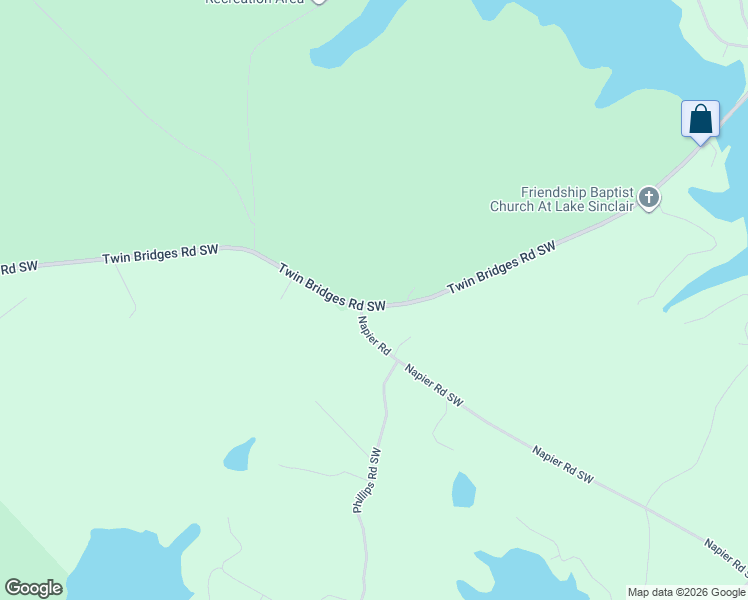 map of restaurants, bars, coffee shops, grocery stores, and more near 708 Twin Bridges Road Southwest in Eatonton