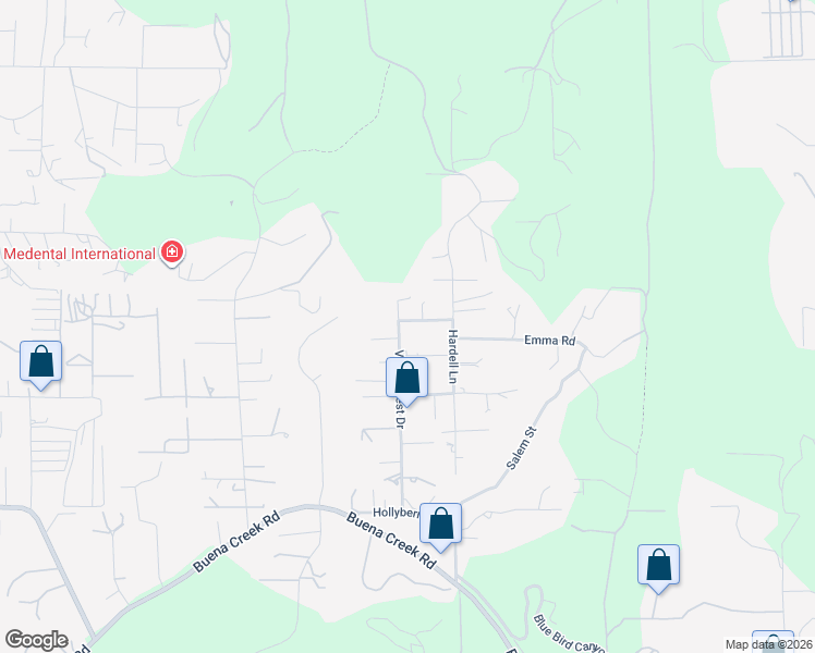 map of restaurants, bars, coffee shops, grocery stores, and more near 745 Valley Crest Drive in Vista