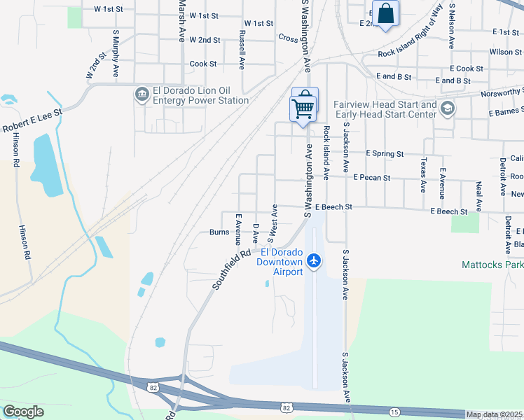 map of restaurants, bars, coffee shops, grocery stores, and more near 1410 D Avenue in El Dorado