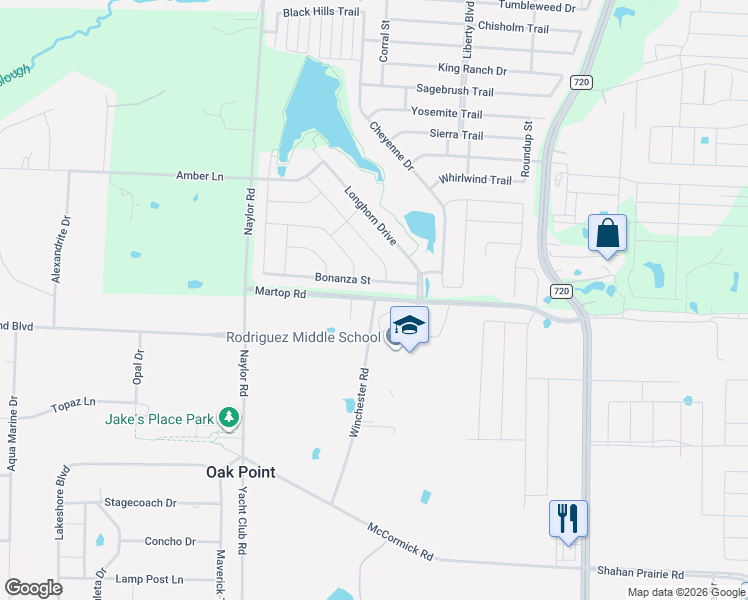 map of restaurants, bars, coffee shops, grocery stores, and more near 8836 Martop Road in Little Elm