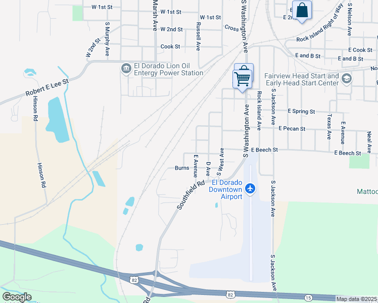 map of restaurants, bars, coffee shops, grocery stores, and more near 508 West Beech Street in El Dorado