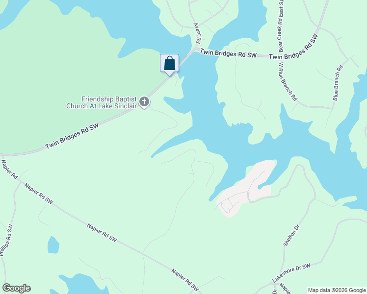 map of restaurants, bars, coffee shops, grocery stores, and more near 176 Riverview Road Southwest in Eatonton