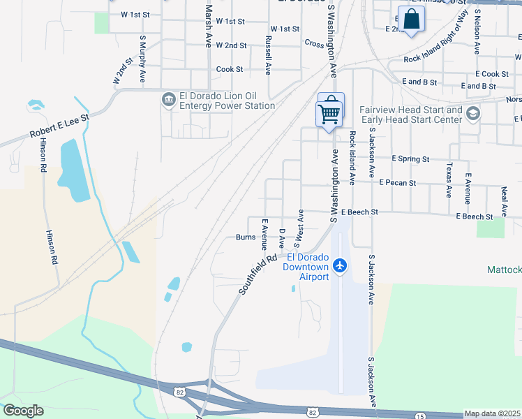 map of restaurants, bars, coffee shops, grocery stores, and more near 508 West Beech Street in El Dorado