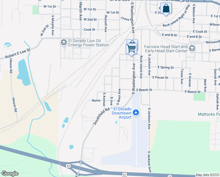 map of restaurants, bars, coffee shops, grocery stores, and more near 1410 D Avenue in El Dorado