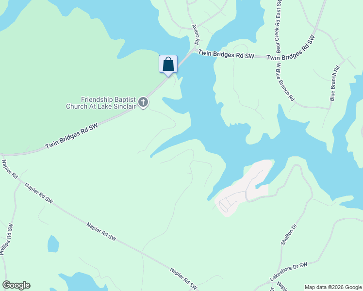 map of restaurants, bars, coffee shops, grocery stores, and more near 176 Riverview Road Southwest in Eatonton