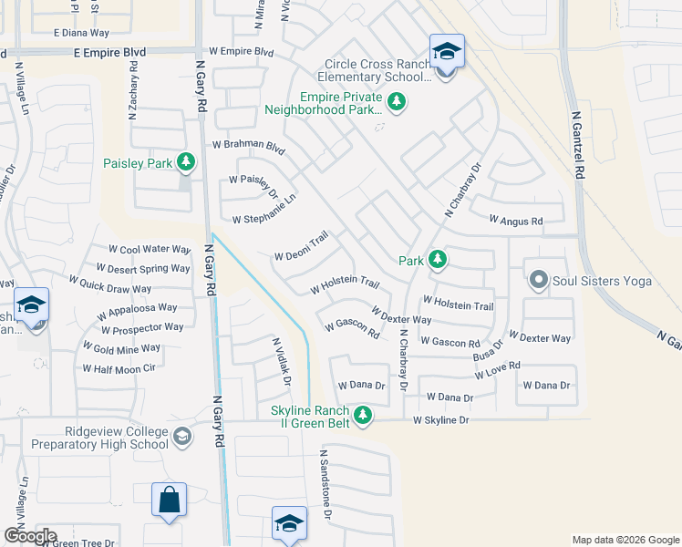 map of restaurants, bars, coffee shops, grocery stores, and more near 888 West Holstein Trail in San Tan Valley