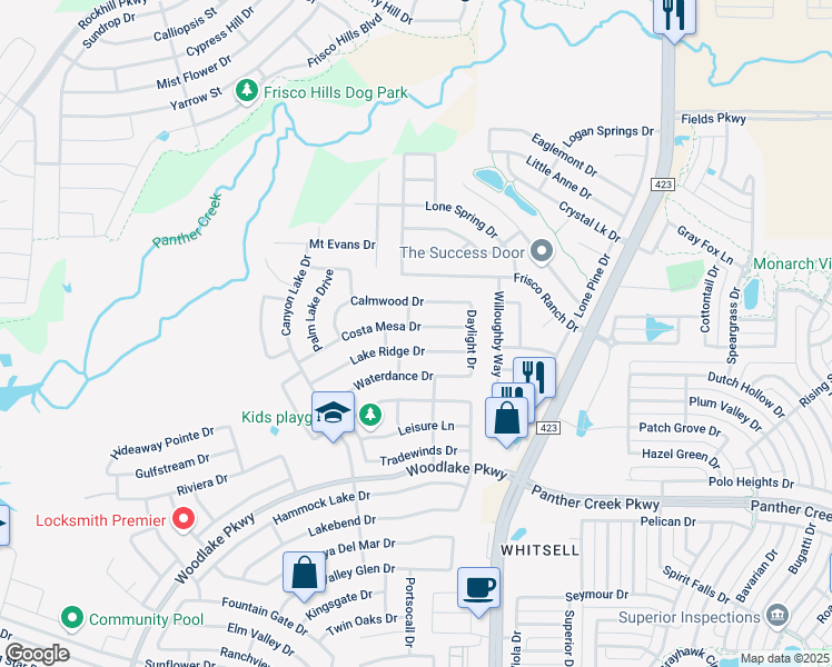 map of restaurants, bars, coffee shops, grocery stores, and more near 2704 Costa Mesa Drive in Little Elm