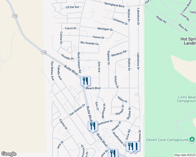 map of restaurants, bars, coffee shops, grocery stores, and more near Erie Avenue in Elephant Butte