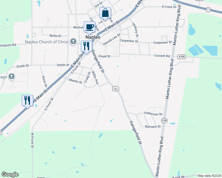 map of restaurants, bars, coffee shops, grocery stores, and more near 304 Daingerfield Street in Naples