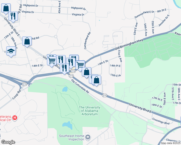 map of restaurants, bars, coffee shops, grocery stores, and more near 4630 Lynn Haven Drive in Tuscaloosa
