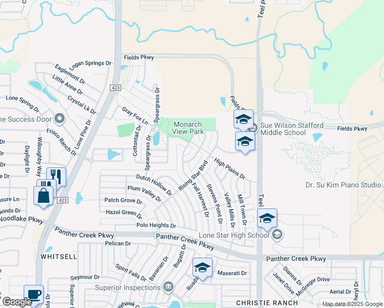 map of restaurants, bars, coffee shops, grocery stores, and more near 1914 Menominee Drive in Frisco