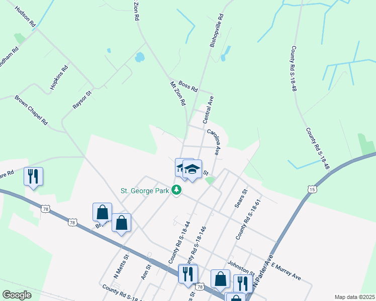 map of restaurants, bars, coffee shops, grocery stores, and more near 101 Sharon Lane in Saint George