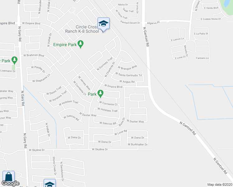 map of restaurants, bars, coffee shops, grocery stores, and more near 293 West Hereford Drive in San Tan Valley